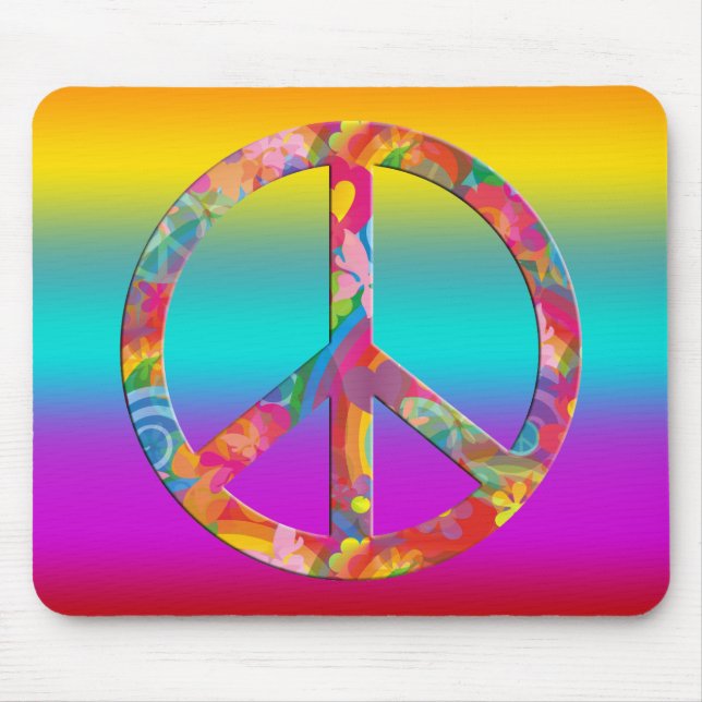 Blume Power Frieden | Farbige Linien Mousepad (Vorne)