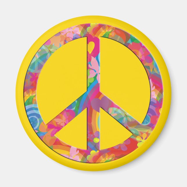 Blume Power Frieden | gelb Magnet (Vorne)