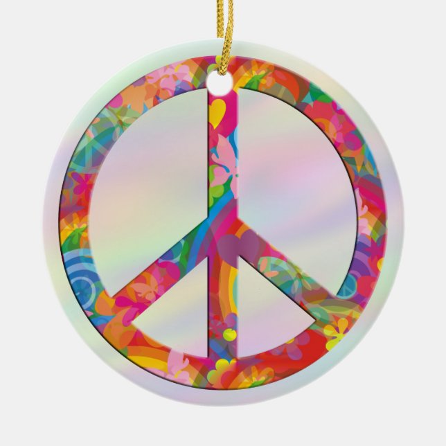 Blume Power Frieden | hellfarbig Keramik Ornament (Vorne)