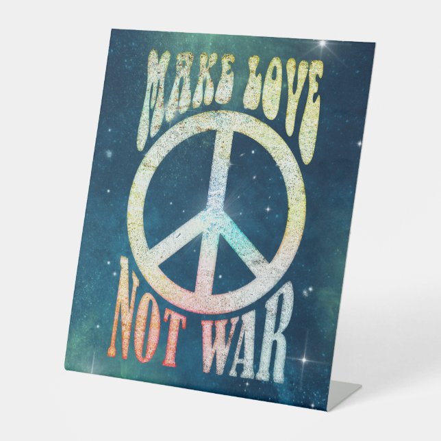 Blume Power Frieden - Liebe nicht Krieg 1 Sockelschild (Vorderseite)