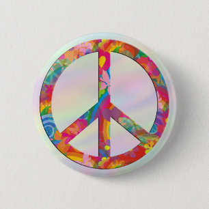 Blume Power Frieden Pastell Button