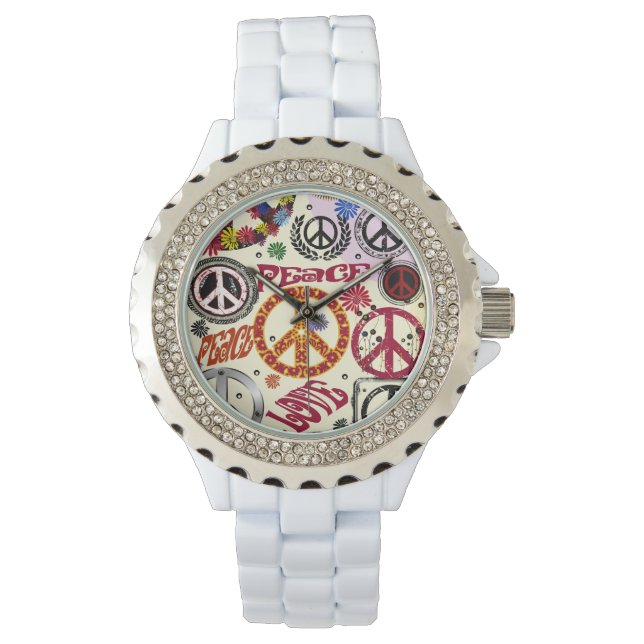 Blume Power Frieden und Liebe Hippie Watch Armbanduhr (Vorderseite)