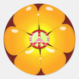 Blume Power Friedenszeichen Runder Aufkleber