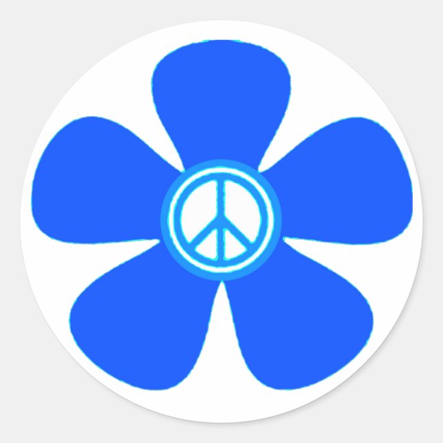 Blume Power Friedenszeichen Runder Aufkleber (Vorderseite)