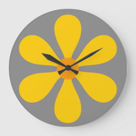 Blume Power - gelb Große Wanduhr