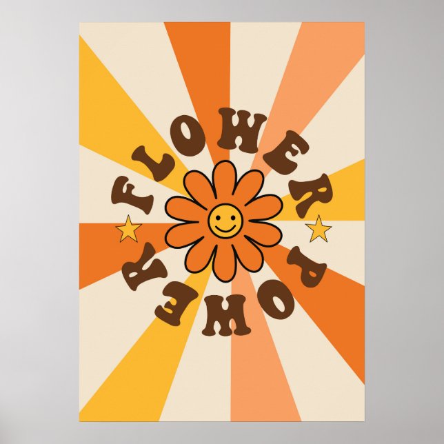 Blume Power Groovy Retro Poster (Vorne)
