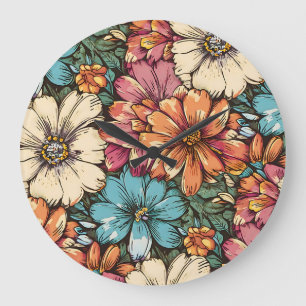 Blume Power Große Wanduhr