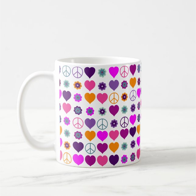 Blume Power HerzfriedenPattern + Ihr Backgr. Kaffeetasse (Links)