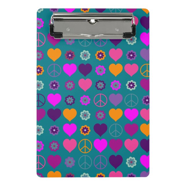 Blume Power HerzfriedenPattern + Ihr Backgr. Mini Klemmbrett (Vorderseite)