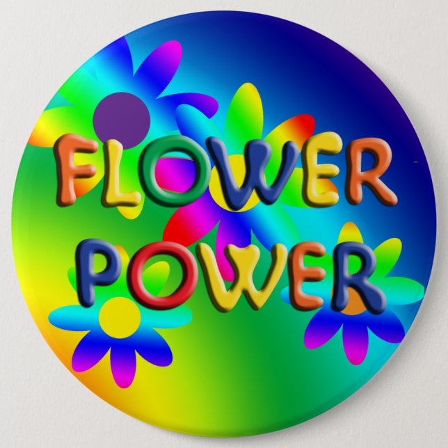 Blume Power Hippie 6" Schaltfläche Button (Vorderseite)