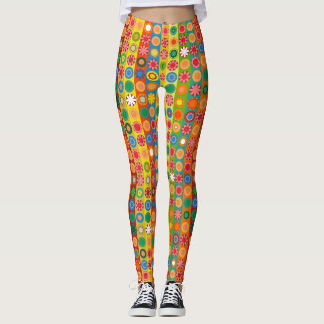 Blume Power in Reihen Leggings (Vorderseite)