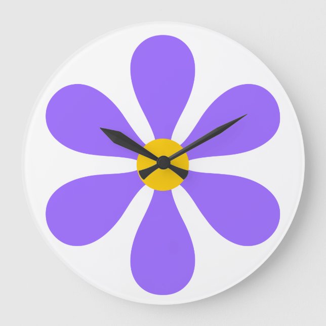 BLUME POWER - LILA GROßE WANDUHR (Vorderseite)