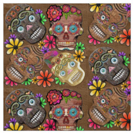Blume Power Mexican Sugar Skulls Stoff