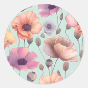 Blume Power mit Pastellmotiven Runder Aufkleber