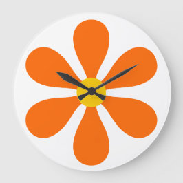 Blume Power - orange Große Wanduhr
