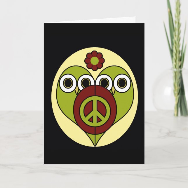 Blume Power Owls Grußkarte Karte (Vorderseite)