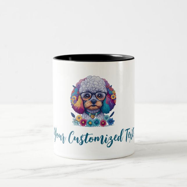 Blume Power, Poodle Elegance - Eine perfekte Misch Zweifarbige Tasse (Mittel)