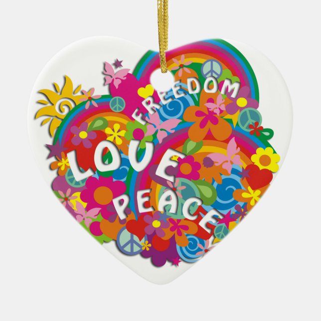 Blume Power Rainbow Keramik Ornament (Vorne)