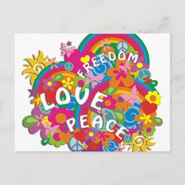Blume Power Rainbow Postkarte (Vorderseite)