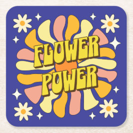 Blume Power Rechteckiger Pappuntersetzer