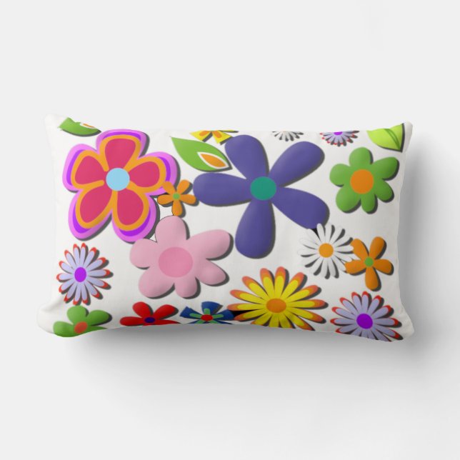 Blume Power Retro Floral Vector Lendenkissen (Vorderseite)
