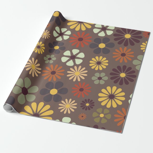 Blume Power Retro-Hippy-Blume Geschenkpapier (Ungerollt)