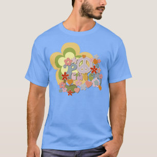 Blume Power Ruhe und Liebe Retro Design T-Shirt