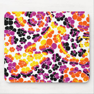 Blume Power - Schwarz, Rosa, Orange und Gelb Mousepad