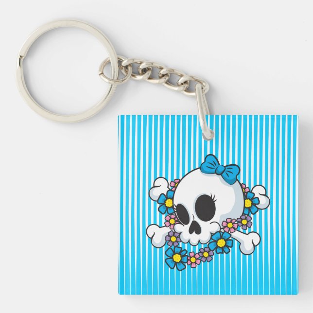Blume Power Skull Schlüsselanhänger (Vorderseite)