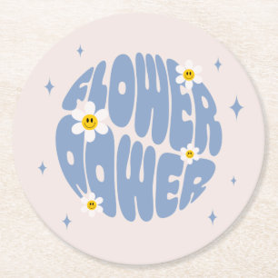 Blume Power Slogan Runder Pappuntersetzer