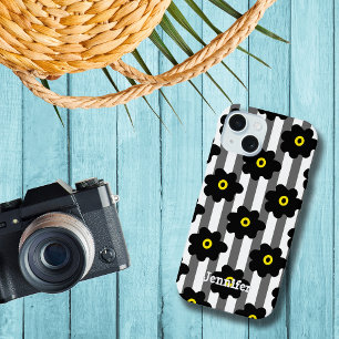 Blume Power Stripes Personalisieren Name iPhone Fa 15 Hülle