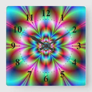 Blume Power Wandklemme Quadratische Wanduhr
