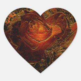 Blume Print Orange Burst Rose Herz-Aufkleber