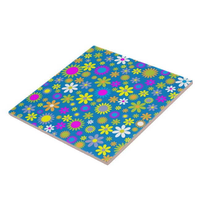 Blume Profusion Blue Fliese (Seite)