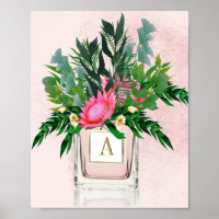 Blume Protea Elegante Parfüm Flasche Monogramm