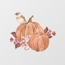 Blume Pumpkin Bird Wasserfarbe