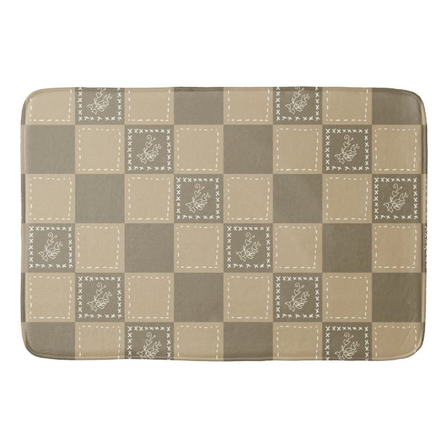 Blume-Quadrate der Mosaikdoodle Badematte (Vorderseite)
