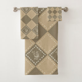 Blume-Quadrate der Mosaikdoodle Badhandtuch Set