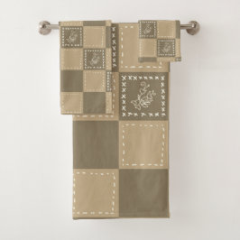 Blume-Quadrate der Mosaikdoodle Badhandtuch Set