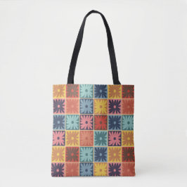 Blume-Quadrate für Retro-70er Tasche