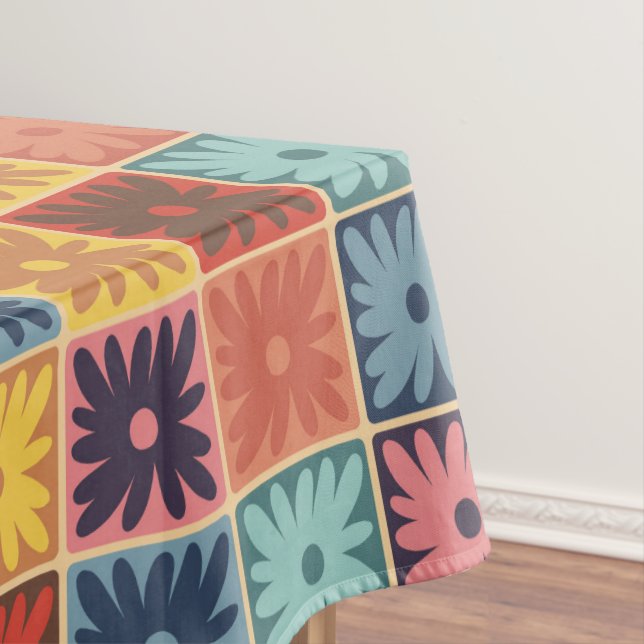 Blume-Quadrate für Retro-70er Tischdecke (Beispiel)