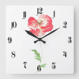 Blume Quadratische Wanduhr