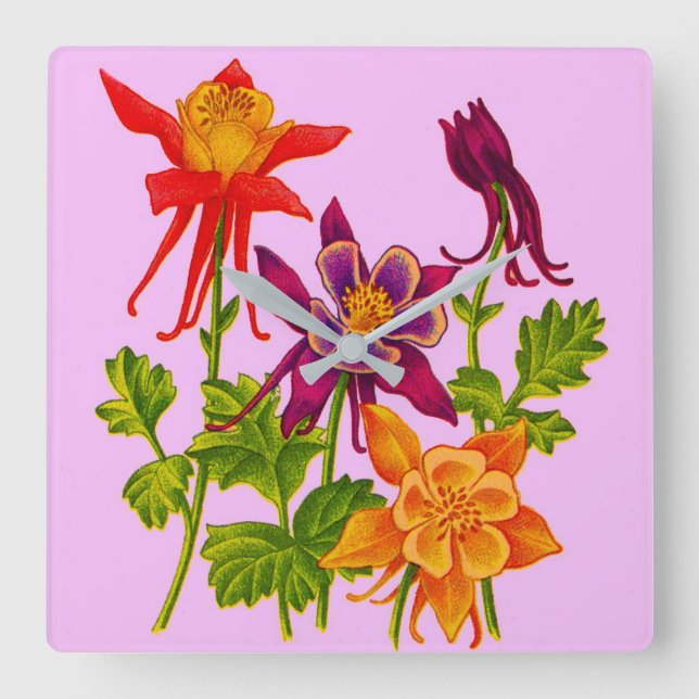 Blume Quadratische Wanduhr (Vorderseite)
