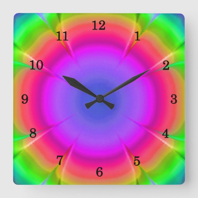 Blume Quadratische Wanduhr (Vorderseite)