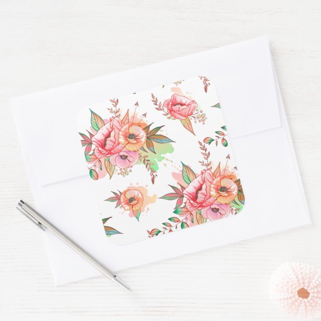 Blume Quadratischer Aufkleber (Umschlag)