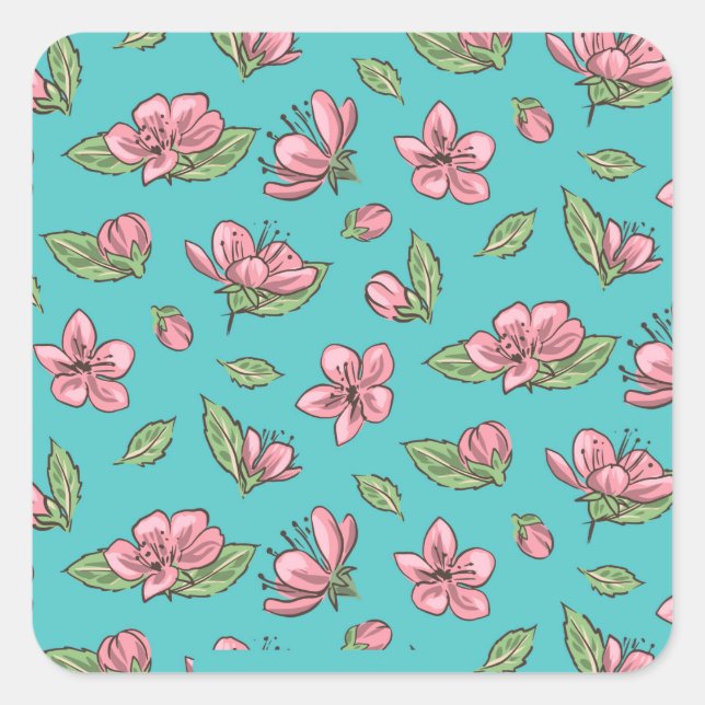 Blume Quadratischer Aufkleber (Vorderseite)
