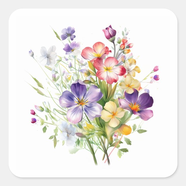 Blume Quadratischer Aufkleber (Vorderseite)