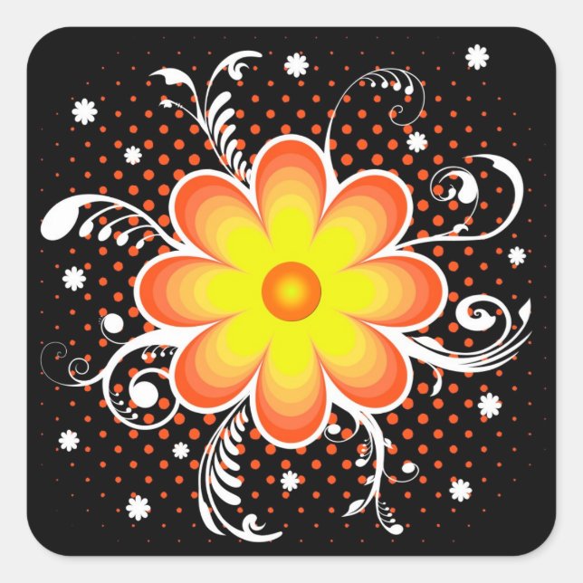 Blume Quadratischer Aufkleber (Vorderseite)