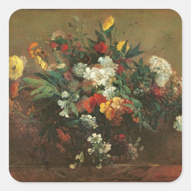 Blume Quadratischer Aufkleber (Vorderseite)