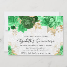 Blume Quinceanera, grün und goldfarben